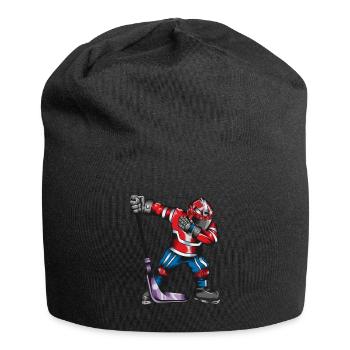 Eissport Eishockey Spieler macht den Dab Tanz - Jersey-Beanie - Schwarz - Vorne