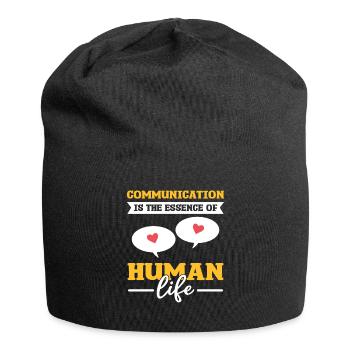 Kommunikation ist die Essenz des menschlichen - Jersey-Beanie - Schwarz - Vorne