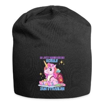 Schulkind Mädchen Einhorn Zur Einschulung - Jersey-Beanie - Schwarz - Vorne