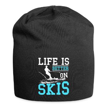 Life is better on water skis - Jersey Beanie - black - Front