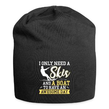 All I need is skis and a boat - Jersey Beanie - black - Front
