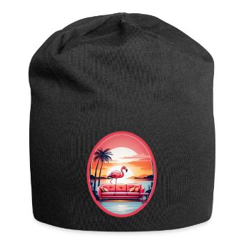 Flamingo Sofa - Jersey-Beanie - Schwarz - Vorne