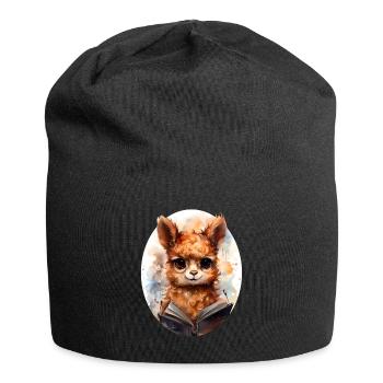 Alpaka - Jersey-Beanie - Schwarz - Vorne