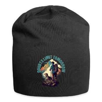 Wanderer mit Hund Design für Bergsteiger - Jersey-Beanie - Schwarz - Vorne
