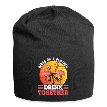 Flamingo Federvögel trinken zusammen und sagen - Jersey-Beanie - Schwarz - Vorne