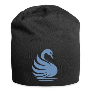 Elegante Schwan-Silhouette: Anmut auf dem Wasser - Jersey-Beanie - Schwarz - Vorne