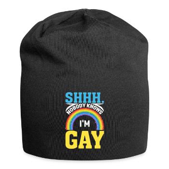 Pssst. Niemand Weiß Das Ich Schwul Bin - Jersey-Beanie - Schwarz - Vorne