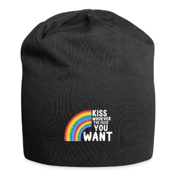 Küss Wen Du Willst - Jersey-Beanie - Schwarz - Vorne