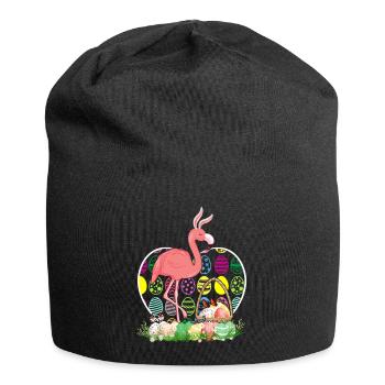 Flamingo Ostereier Lustige Ostereier Jäger - Jersey-Beanie - Schwarz - Vorne