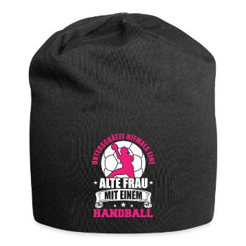 Unterschätze niemals eine alte Frau mit einem - Jersey-Beanie - Schwarz - Vorne