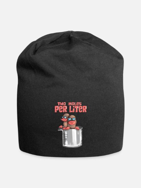 Zwei Maulwürfe pro Liter Chemie Lehrer Student - Jersey-Beanie - Schwarz