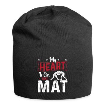 My heart is on this mat - Jersey Beanie - black - Front