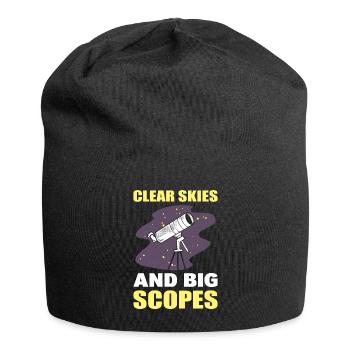 Astronomy Clear Skies And Big Scopes Telescope - Jersey Beanie - black - Front