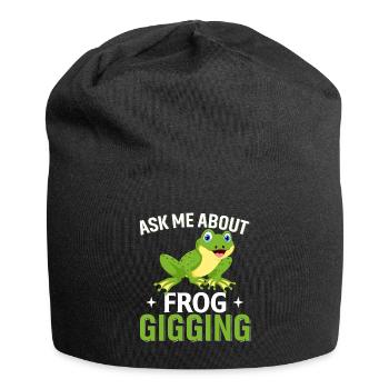 Fragen Sie Mich Über Frosch-Gigging - Jersey-Beanie - Schwarz - Vorne