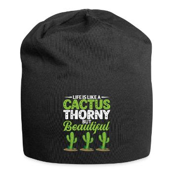 Das Leben Ist Wie Ein Kaktus Stachelig Aber Schön - Jersey-Beanie - Schwarz - Vorne