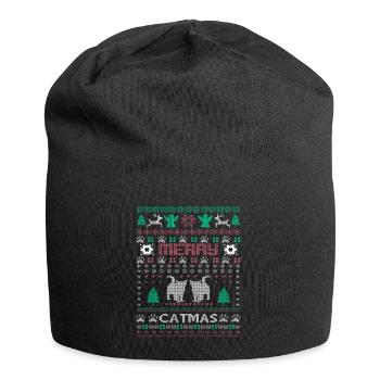 Chat Noël - Bonnet en jersey - noir - Devant