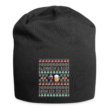 Ugly Christmas Mulled Wine and Beer Christmas Market G - Jersey Beanie - black - Front