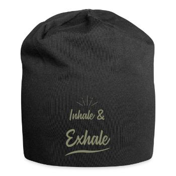 inhale & exhale yoga sprüche - Jersey-Beanie - Schwarz - Vorne