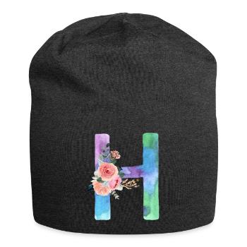 Lettre H watercolor - Bonnet en jersey - charbon - Devant