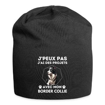 chien doux border collie 3 - Bonnet en jersey - noir - Devant