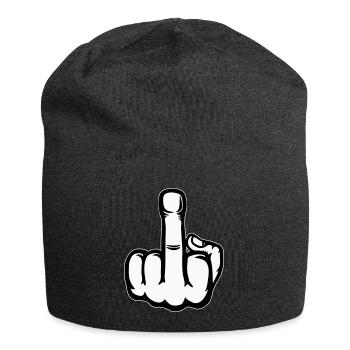 Mittelfinger Hand Symbol - Jersey-Beanie - Anthrazit - Vorne