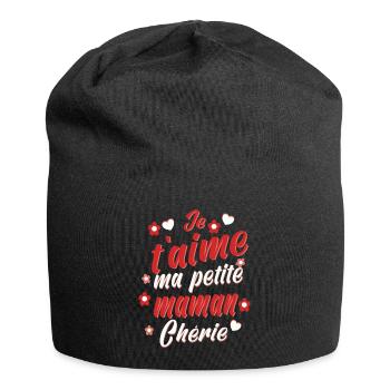 Belle idée cadeau Je t'aime ma petite maman chérie - Bonnet en jersey - noir - Devant