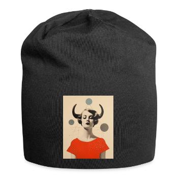 Taureau collage art astrologie - Bonnet en jersey - noir - Devant