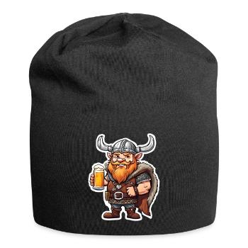 Cheerful Viking with beer - Jersey Beanie - black - Front