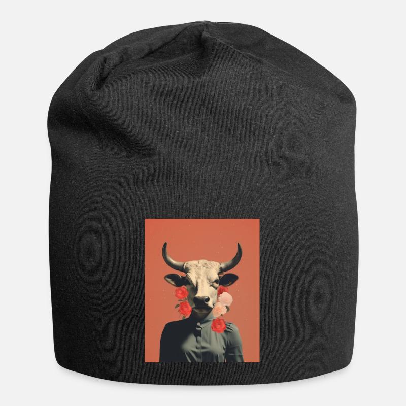Frau Kuh surreale Collage - Jersey-Beanie - Schwarz