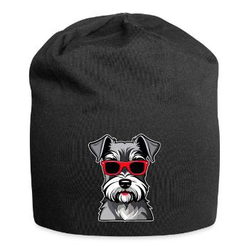 Chien Schnauzer mignon avec lunettes II - Bonnet en jersey - noir - Devant