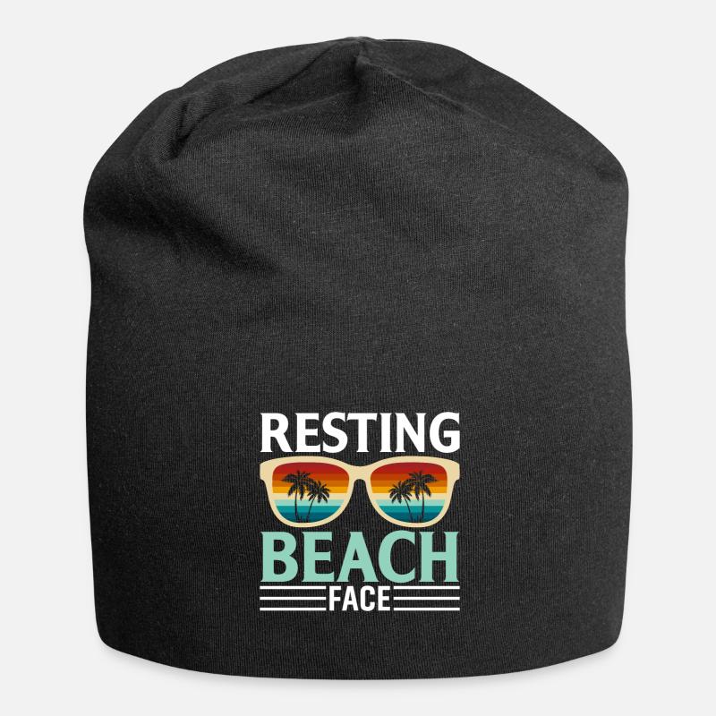 Ausgeruhtes Strandgesicht - Jersey-Beanie - Schwarz