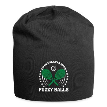 Tennisspieler haben flauschige Bälle - Jersey-Beanie - Schwarz - Vorne
