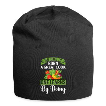 No One Is Born A Great Cook One Learns By Doing - Jersey Beanie - black - Front