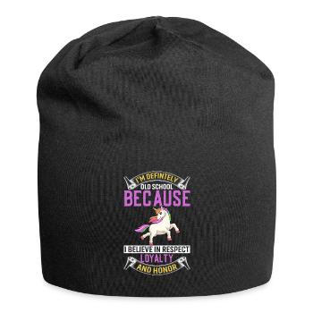 Definitiv Old School, weil ich an Respekt glaube - Jersey-Beanie - Schwarz - Vorne