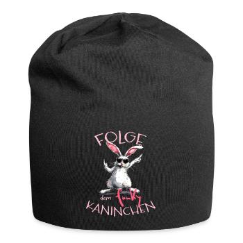 Folge dem funky Kaninchen! - Jersey-Beanie - Schwarz - Vorne