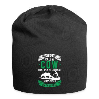 What Do You Call A Cow That Plays Guitar? A Moo-Si - Jersey Beanie - black - Front