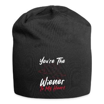 Hearts Long Dog Wiener Dog - Jersey Beanie - black - Front
