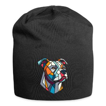 Staffordshire geometric bull terrier, staffy - Jersey Beanie - black - Front