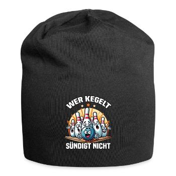 Wer kegelt sündigt nicht Kegel Kegelverein Design - Jersey-Beanie - Schwarz - Vorne