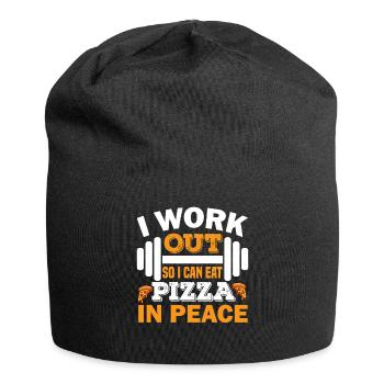 Ich trainiere, damit ich in Ruhe Pizza essen kann. - Jersey-Beanie - Schwarz - Vorne