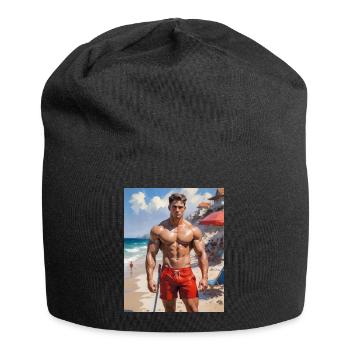 Hübsche Männer mit muskulösem Körper – Rettungsschwimmer - Jersey-Beanie - Schwarz - Vorne