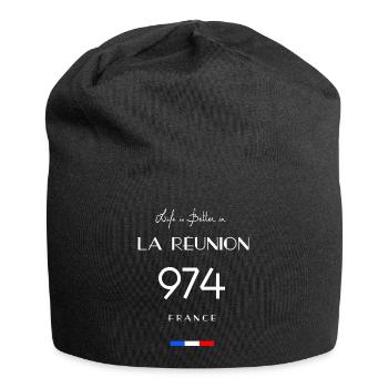 Life is better in LA RÉUNION Number 974 Outre-mer - Bonnet en jersey - noir - Devant