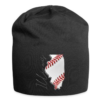 Illinois (États-Unis) | Vrai baseball | Script de carte - Bonnet en jersey - noir - Devant