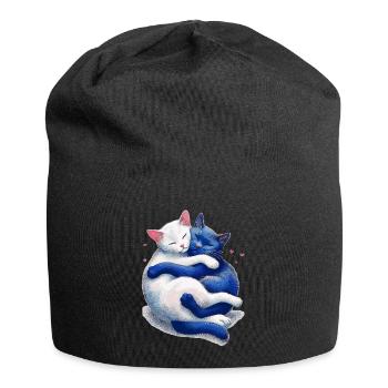Katzen kuscheln miteinander - Jersey-Beanie - Schwarz - Vorne