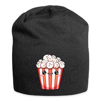 Style de dessin animé pop-corn - Bonnet en jersey - noir - Devant