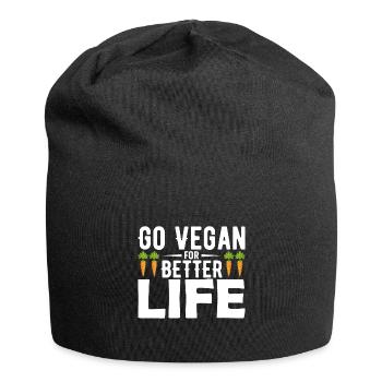 Devenez végétalien pour une vie meilleure - Bonnet en jersey - noir - Devant