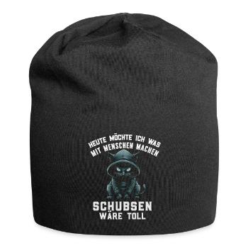 Cat, Irony, Funny, Work, Funny, Sarcasm, Antisocial - Jersey Beanie - black - Front