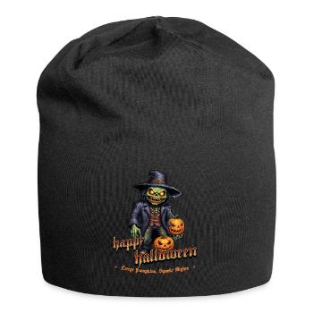 Zombie Joyeux Halloween Citrouilles effrayantes - Bonnet en jersey - noir - Devant