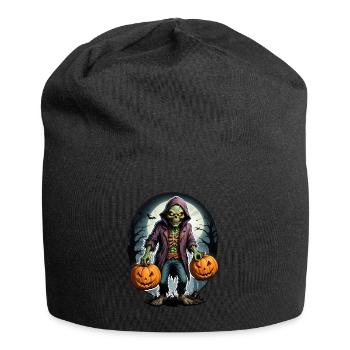 Zombie Joyeux Halloween Citrouilles effrayantes - Bonnet en jersey - noir - Devant