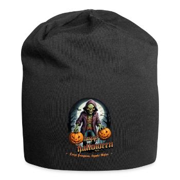 Zombie Joyeux Halloween Citrouilles effrayantes - Bonnet en jersey - noir - Devant